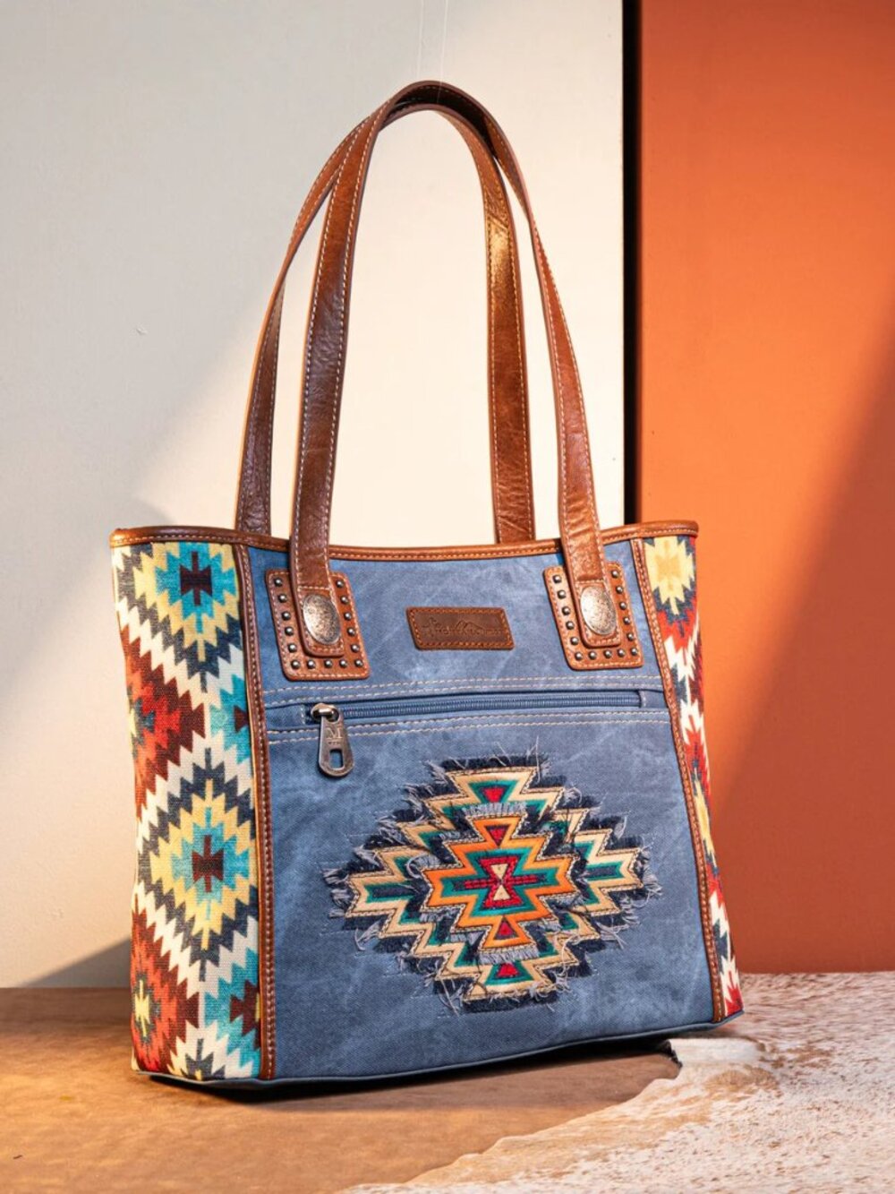 Montana West Aztec Jean Denim Collection Concealed Carry Tote Jean